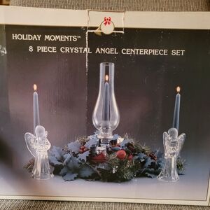 Vintage- New in box- Holiday Moments- 8 Piece Crystal Angel Centerpiece